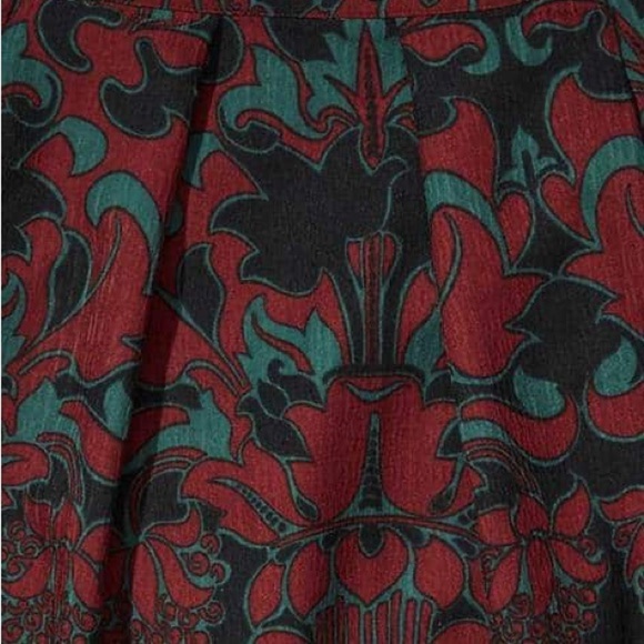 Scotch & Soda Floral Mid Rise A-Line Pleated Black Red Midi Skirt Size XS - Picture 3 of 14